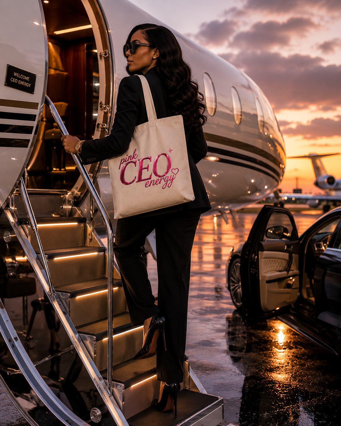 Pink CEO Energy Cotton Canvas Tote Bag