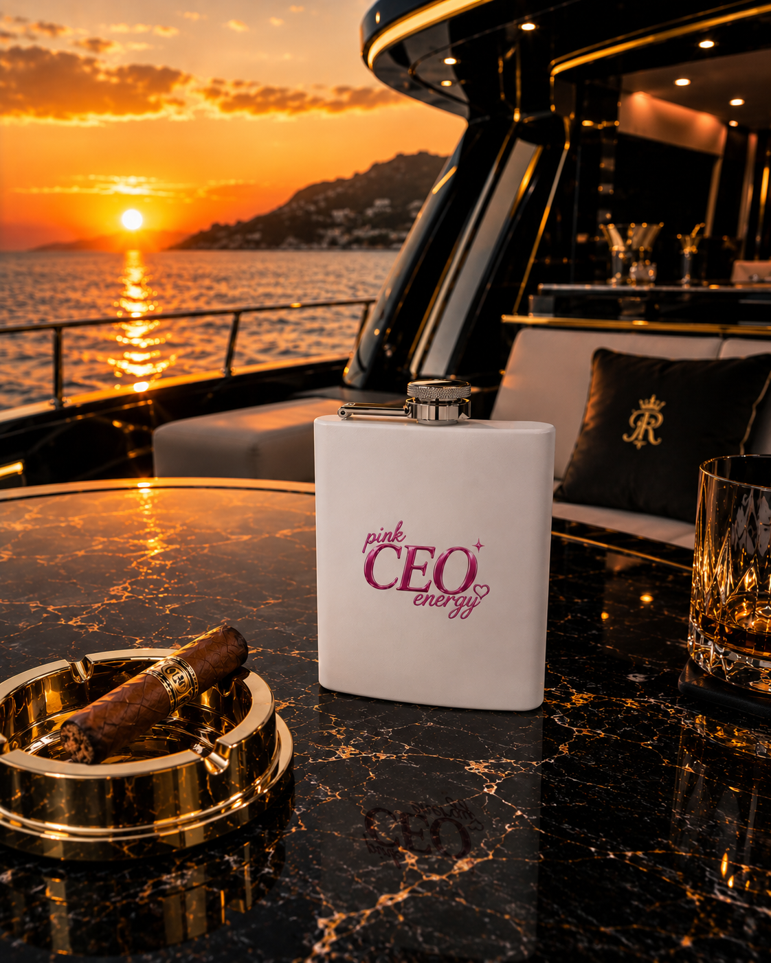 Flask — "Pink CEO Energy" Stainless Steel 6oz Hip Flask