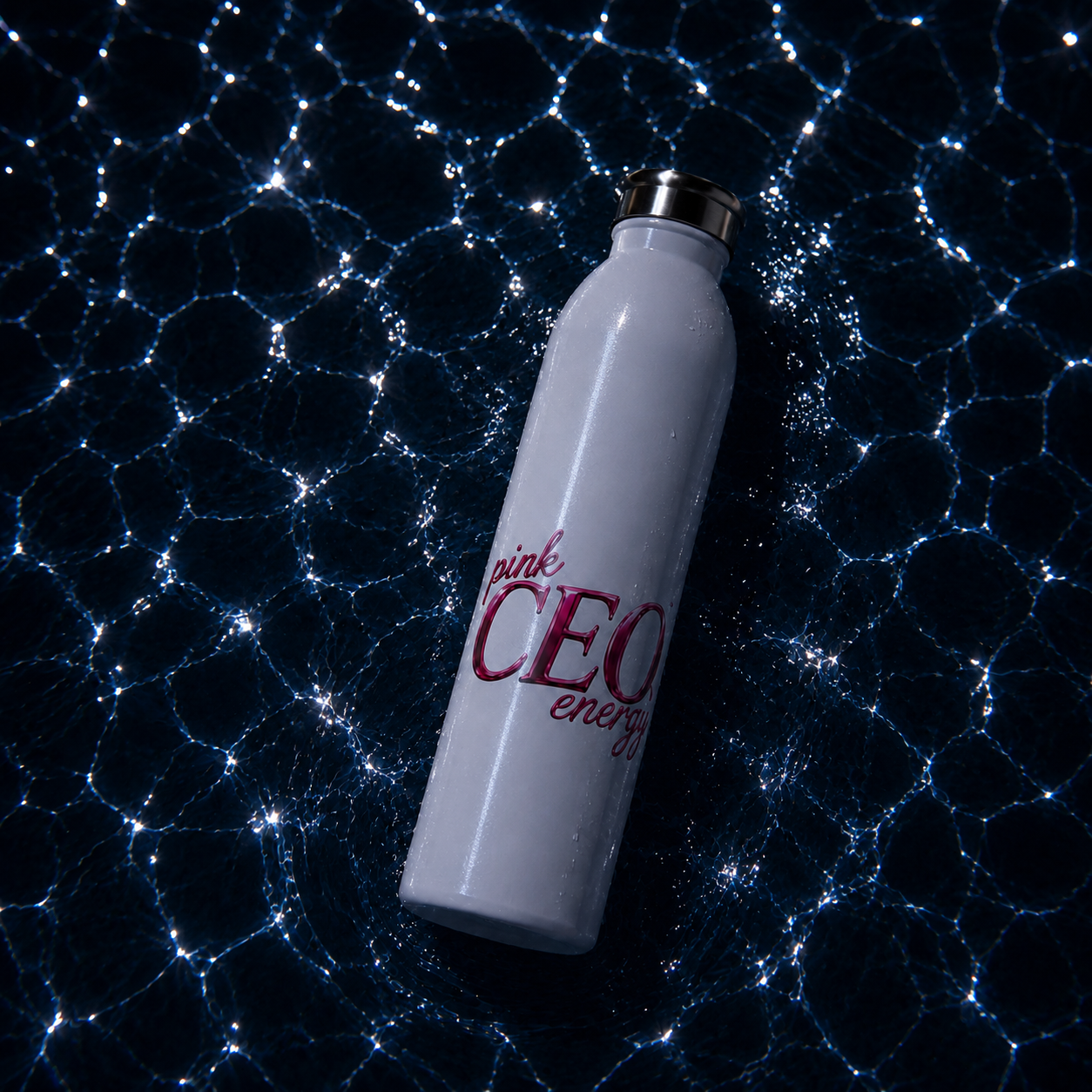 Slim Water Bottle — 'Pink CEO Energy' Stainless Steel Bottle (Slim, Travel)