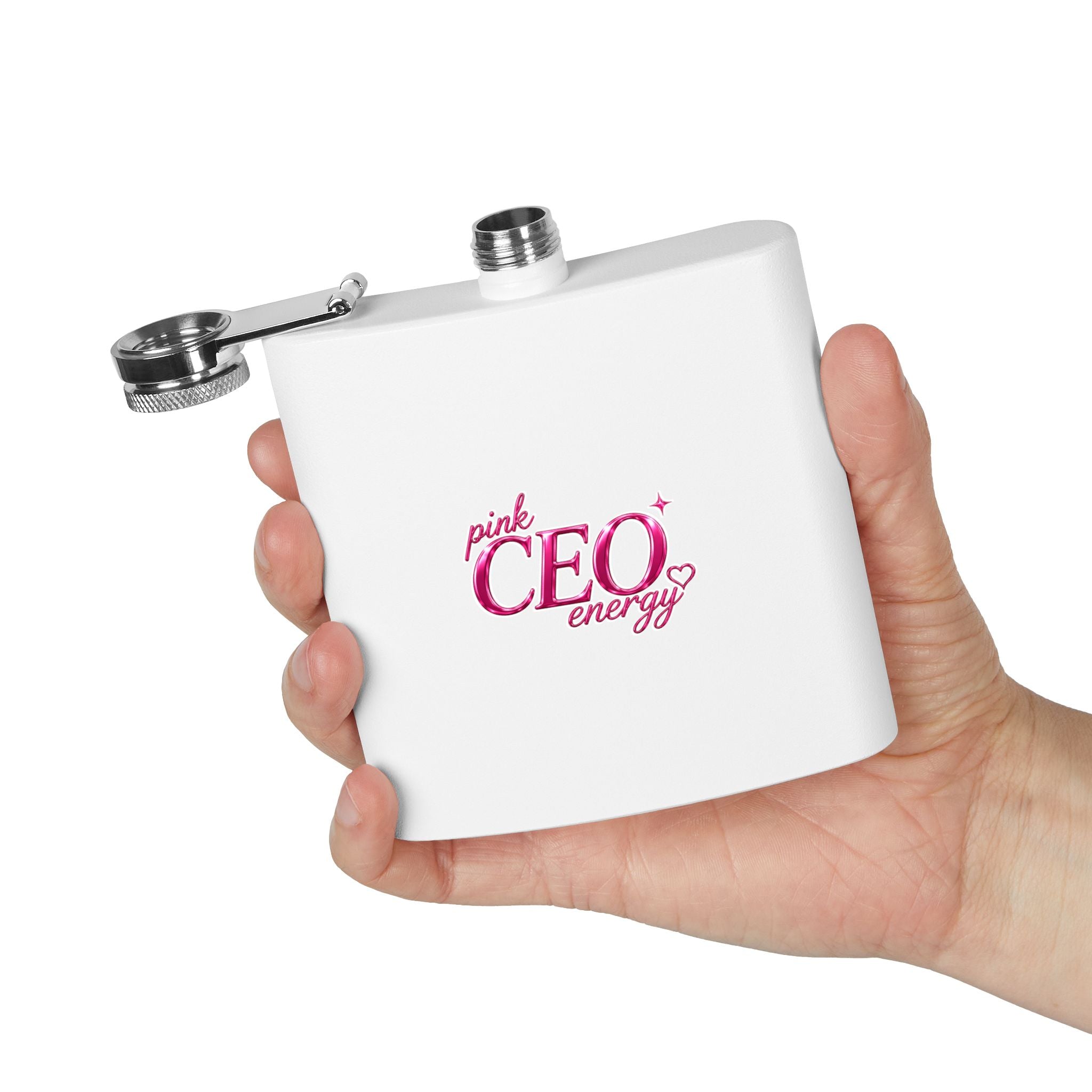 Flask — "Pink CEO Energy" Stainless Steel 6oz Hip Flask