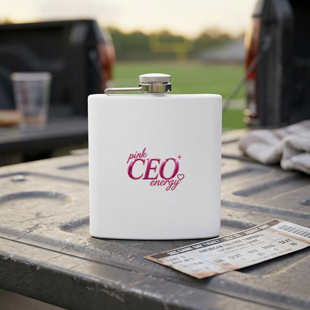 Flask — "Pink CEO Energy" Stainless Steel 6oz Hip Flask