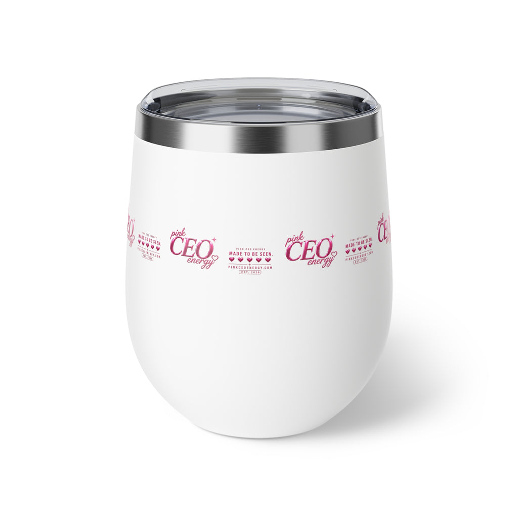 Image 3: Pink CEO Energy wine tumbler – side view

