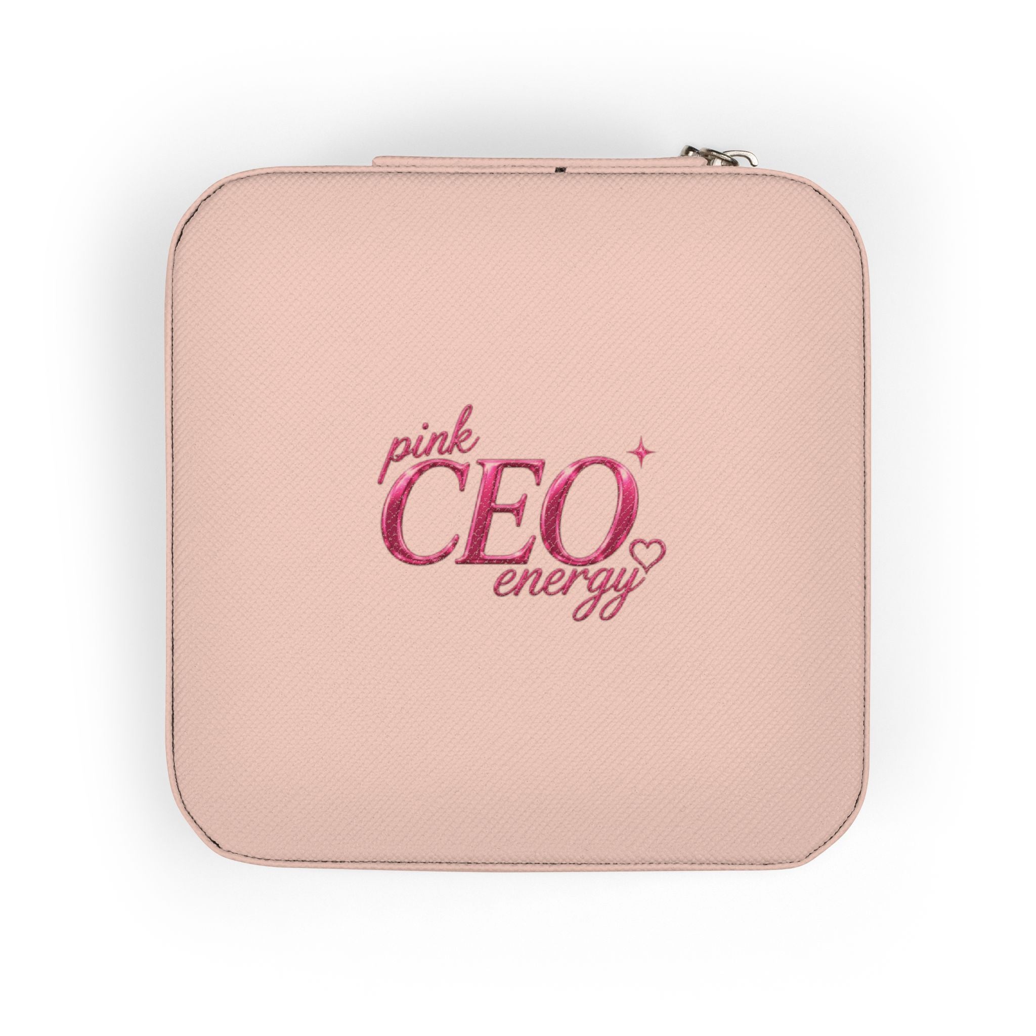 Compact Jewelry Travel Case — Pink 'Girl CEO' Organizer for Rings, Earrings & Necklaces