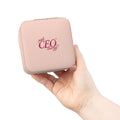 Image 1: Pink Girl CEO compact jewelry travel case – front view closed
