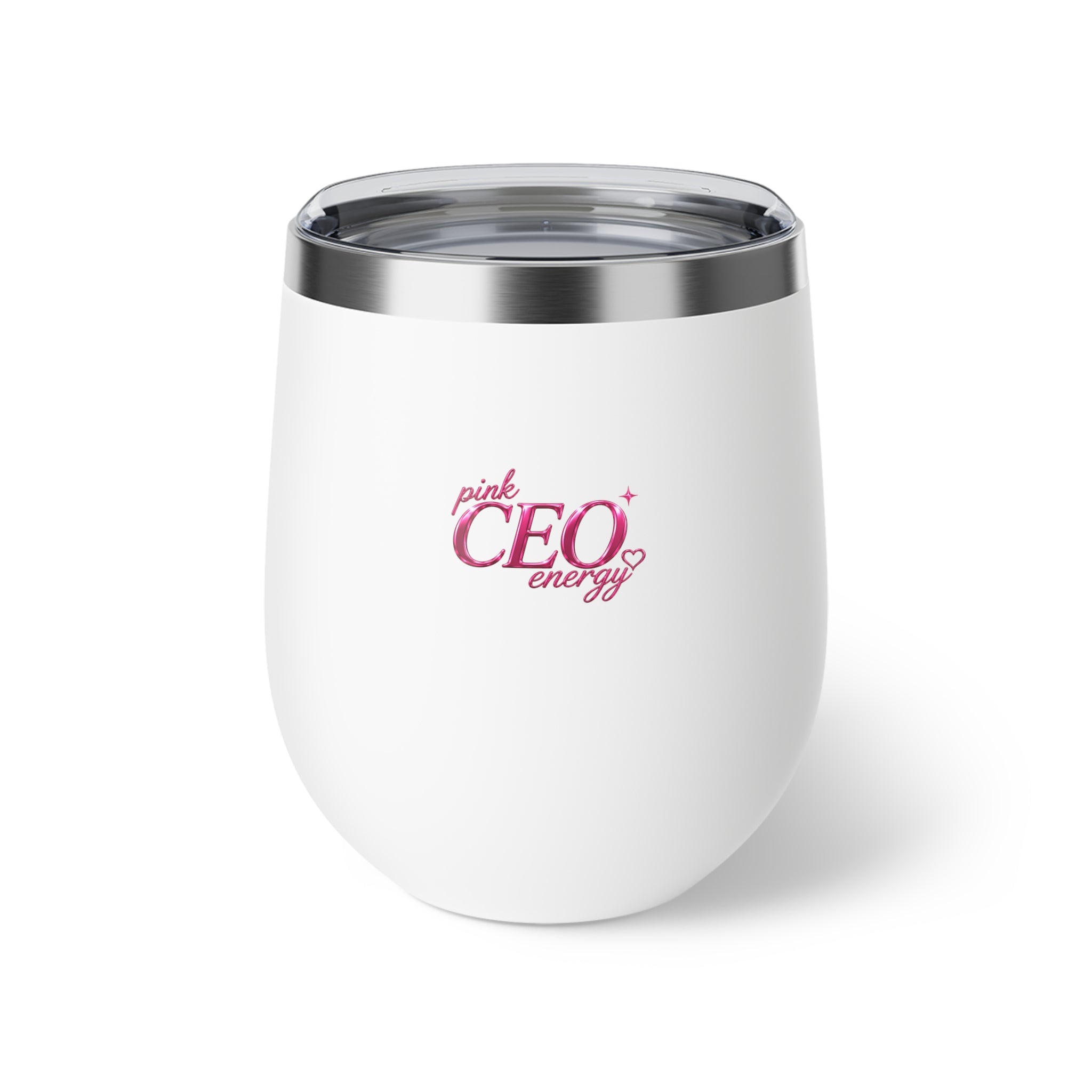 Insulated Stemless Tumbler — "Pink CEO Energy" 12oz Copper Vacuum Wine Cup